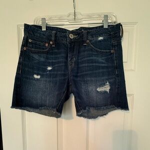 American Eagle Outfitters Dark Blue Distressed Jean Shorts